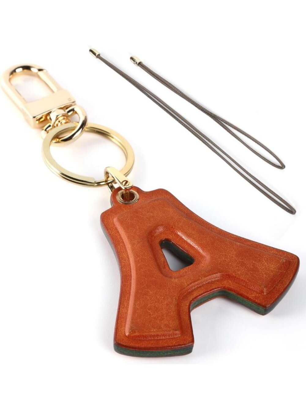 Handmade Leather Initial Keychain Charm | Custom Luxury Bag & Car Pendant